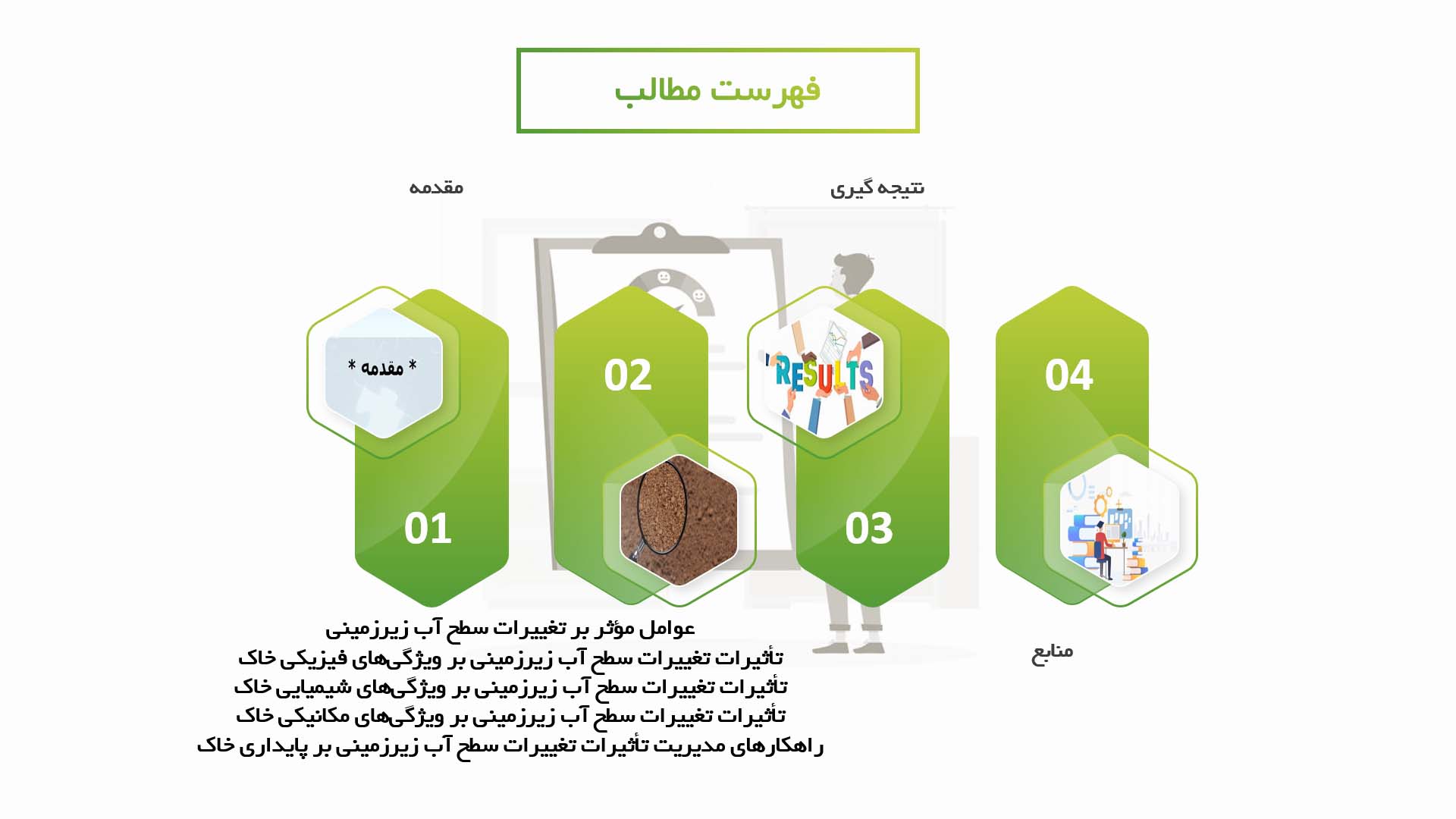 پاورپوینت در مورد تاثیر تغییرات سطح آب زیرزمینی بر پایداری خاک